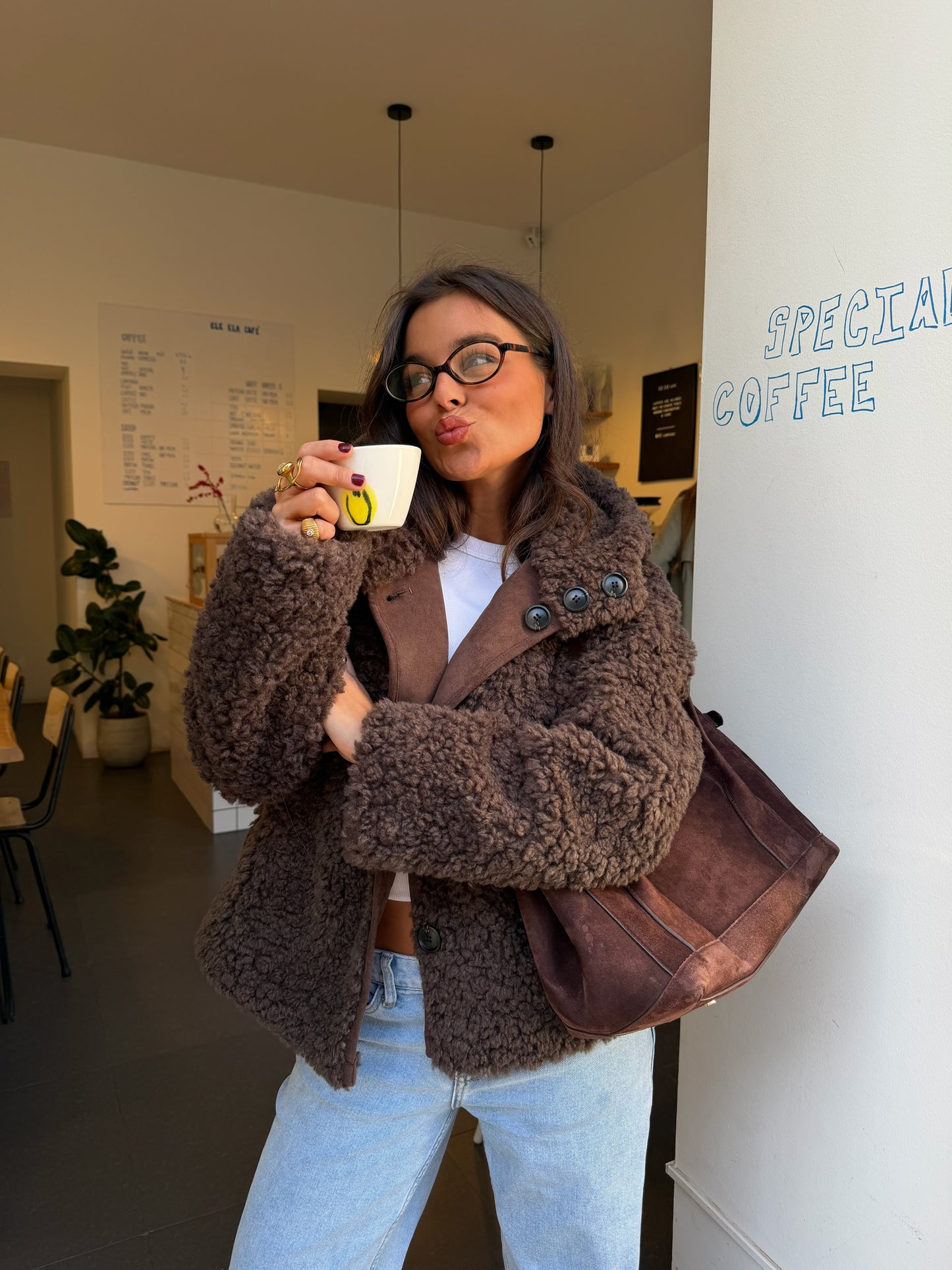 Reversible Fur Jacket in Suede