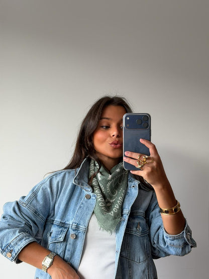 Soft Wool Blend Bandana in Green