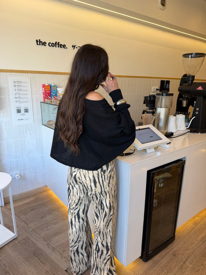 Zebra Print Wide Leg Pants