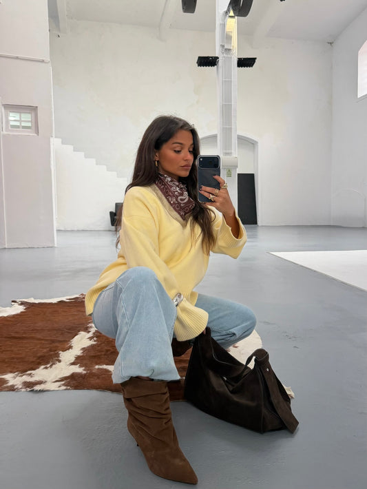 Soft Touch Knit Sweater in Light Yellow