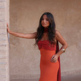 Zahara Dress in Orange and Red