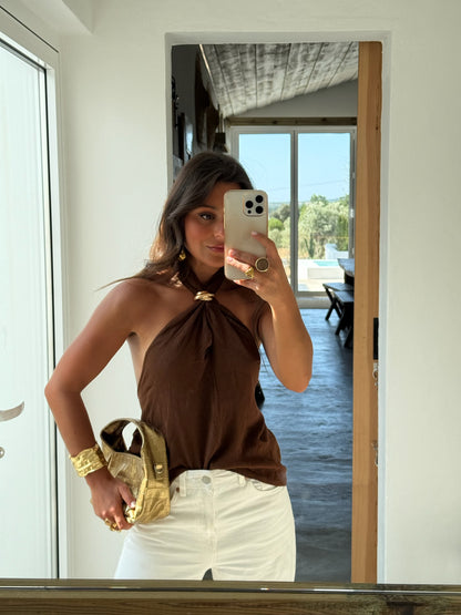 Brownie Top with Golden Detail