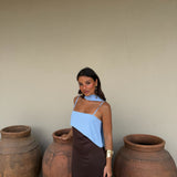 Joanna Dress In Brown and Blue - Shipping/Envio 22/06 to 26/06