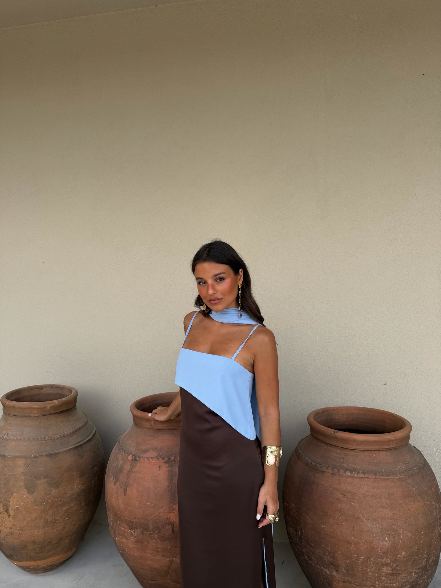 Joanna Dress In Brown and Blue - Shipping/Envio 22/06 to 26/06
