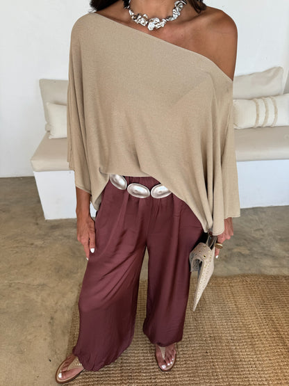 Satin Balloon Pants in Burgundy