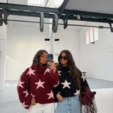 Star Sweater in Burgundy and Pink