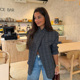 Asymmetrical Blazer in Grey Plaid