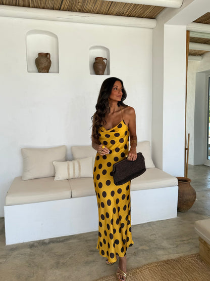 Lola Dress in Yellow and Brown