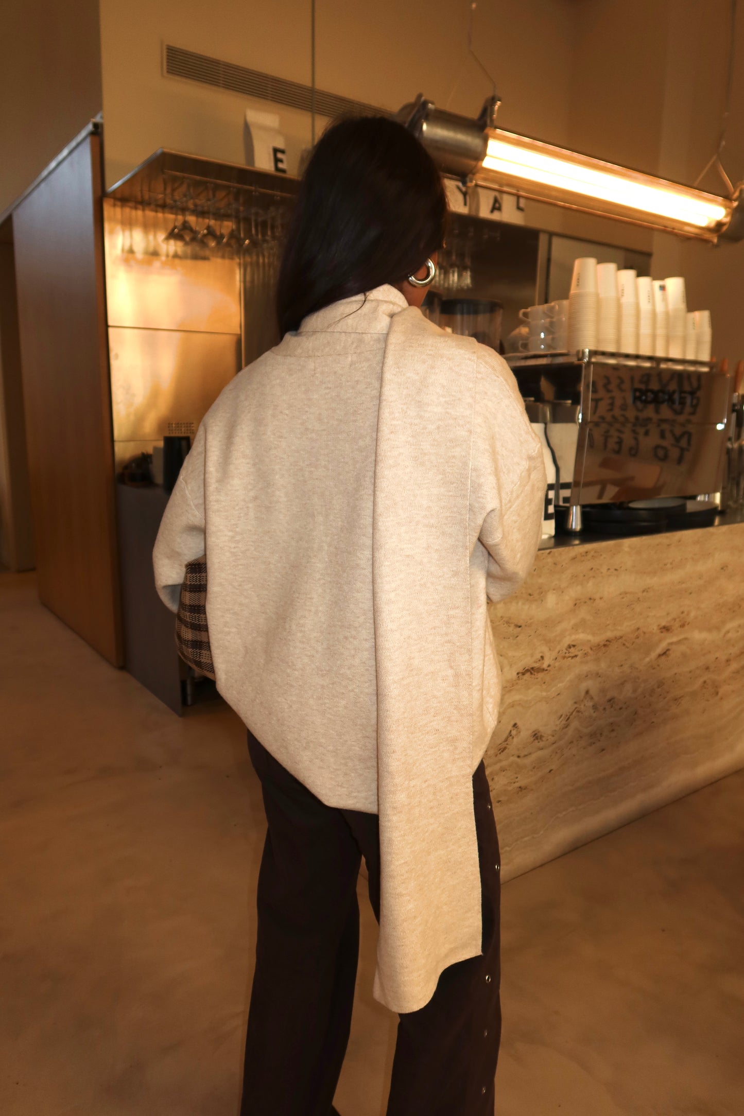 Knit Sweater with Scarf in Beige