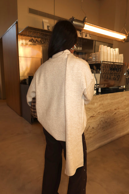 Knit Sweater with Scarf in Beige