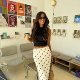 White Midi Skirt in Mesh With Polka Dot