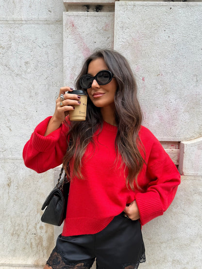 Soft Touch Knit Sweater in Red