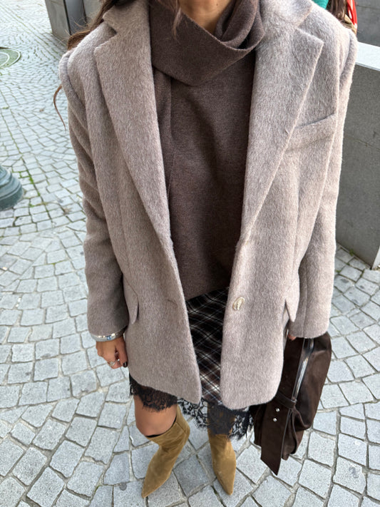 Wool Vienna Blazer in Taupe