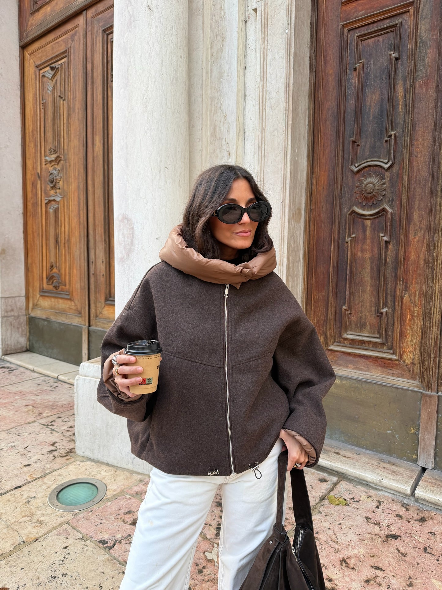 Elise Jacket in Brown and Caramel