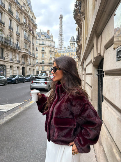Burgundy Fur Jacket - Limited Edition