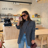 Asymmetrical Blazer in Grey Plaid