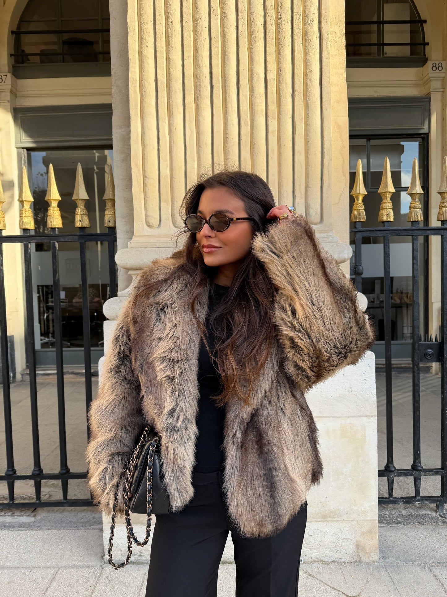 Camille Fur Jacket in Camel and Brown - Shipping 01/12 to 05/12