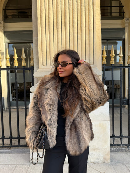 Camille Fur Jacket in Camel and Brown - Shipping 01/12 to 05/12