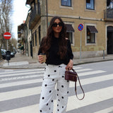 Polka Dot Wide Leg Trousers