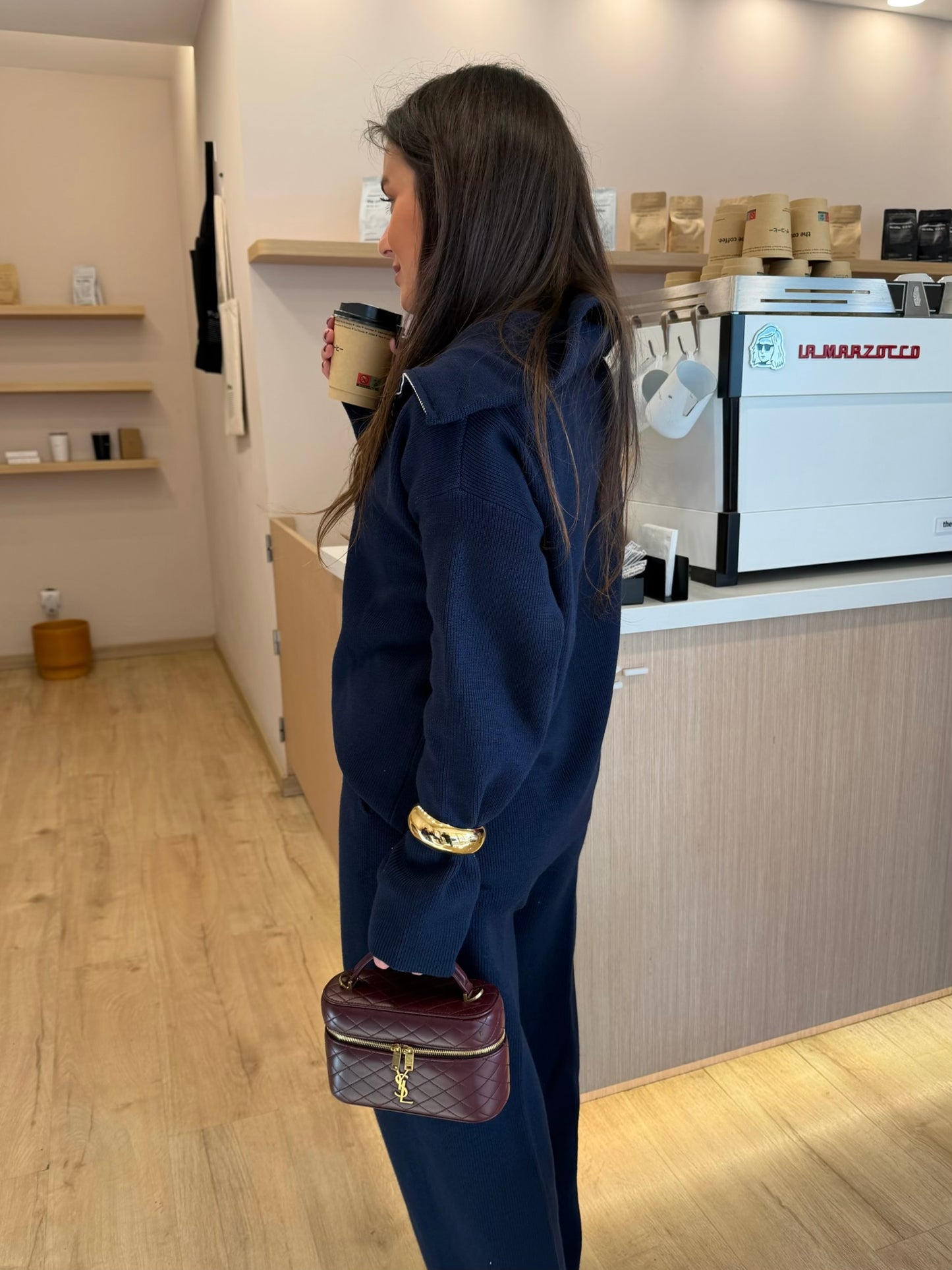 Knit Set with Zipper in Navy Blue