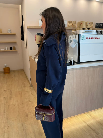 Knit Set with Zipper in Navy Blue