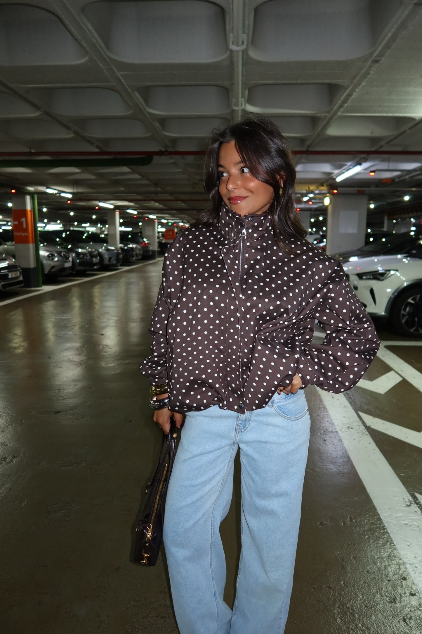 Polka Dot Jacket in Brown