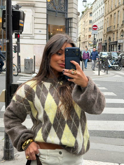 Orly Sweater in Yellow and Taupe - Shipping 08/12 to 12/12