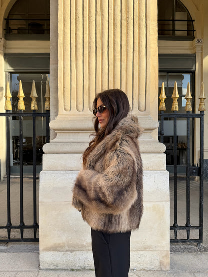 Camille Fur Jacket in Camel and Brown - Shipping 01/12 to 05/12