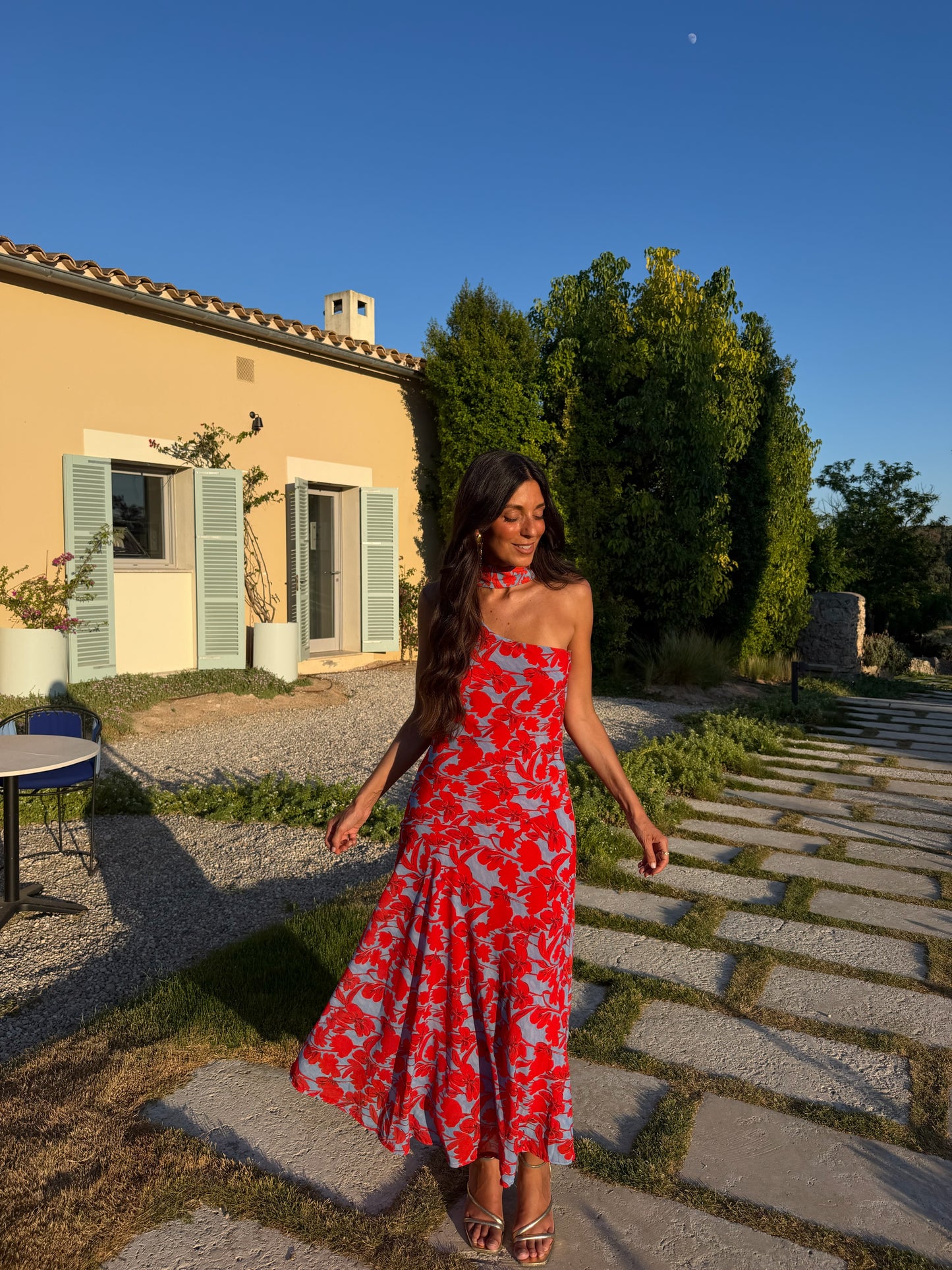 Siena Dress in Blue and Red