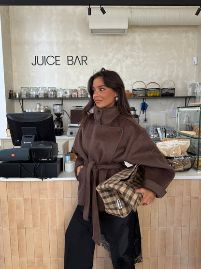 Milano Wool Belted Jacket in Brown - Shipping 15/12 to 19/12