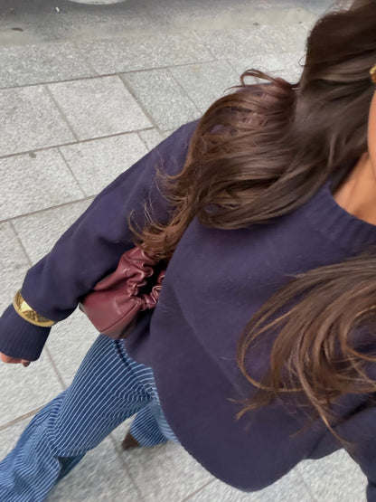 Soft Touch Knit Sweater in Navy Blue