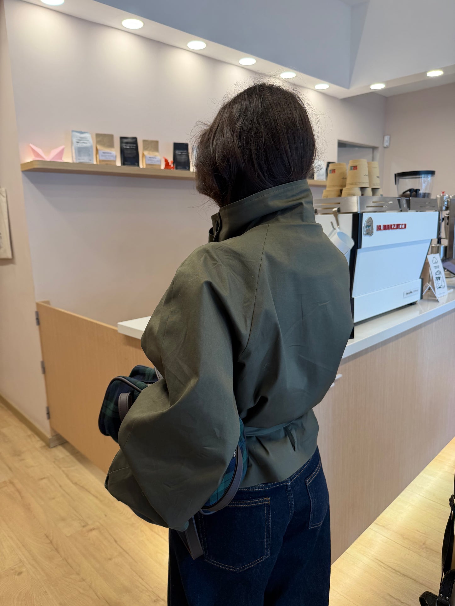 Cropped High Neck Trench Coat in Khaki