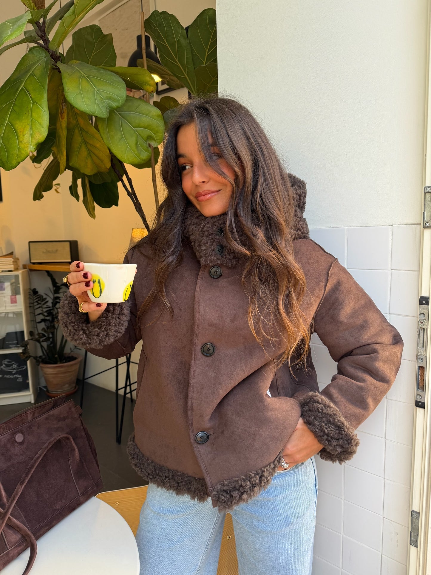 Reversible Fur Jacket in Suede