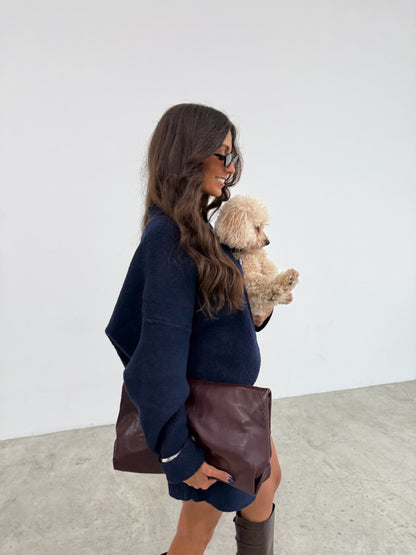 Navy Blue Knit Set - Skirt Edition