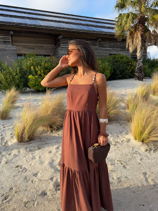 Linen Dress in Brown