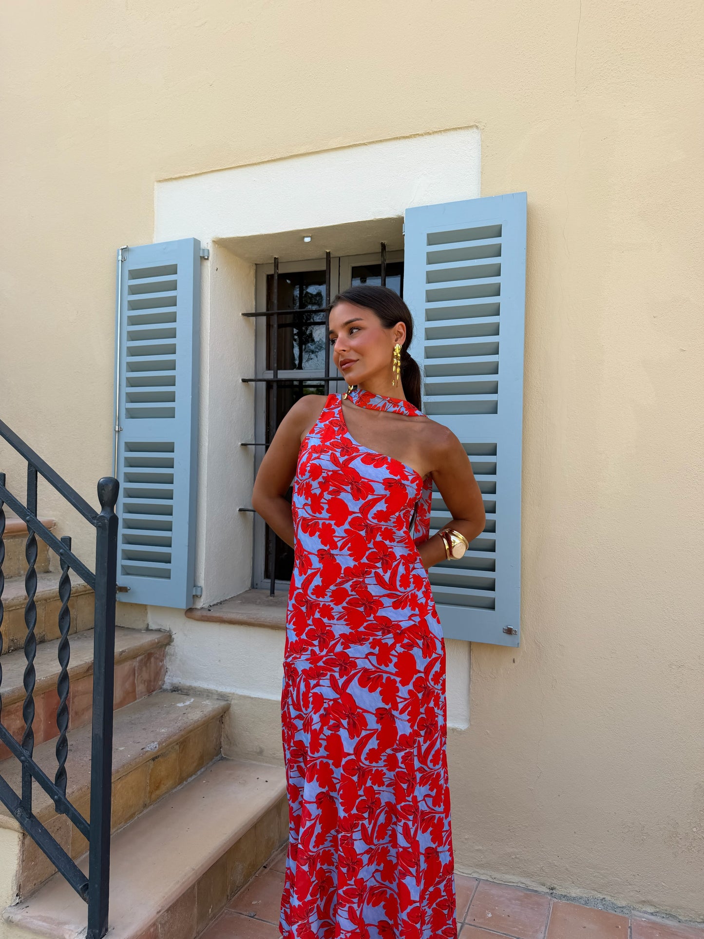 Siena Dress in Blue and Red
