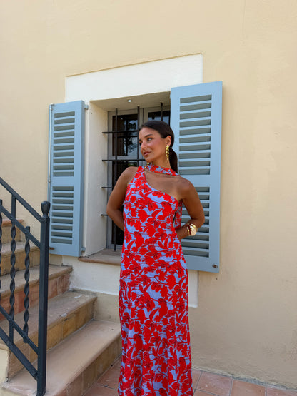 Siena Dress in Blue and Red