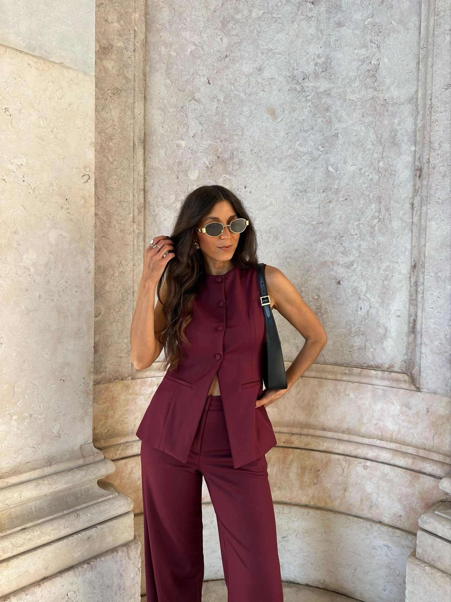 Eva Vest in Burgundy