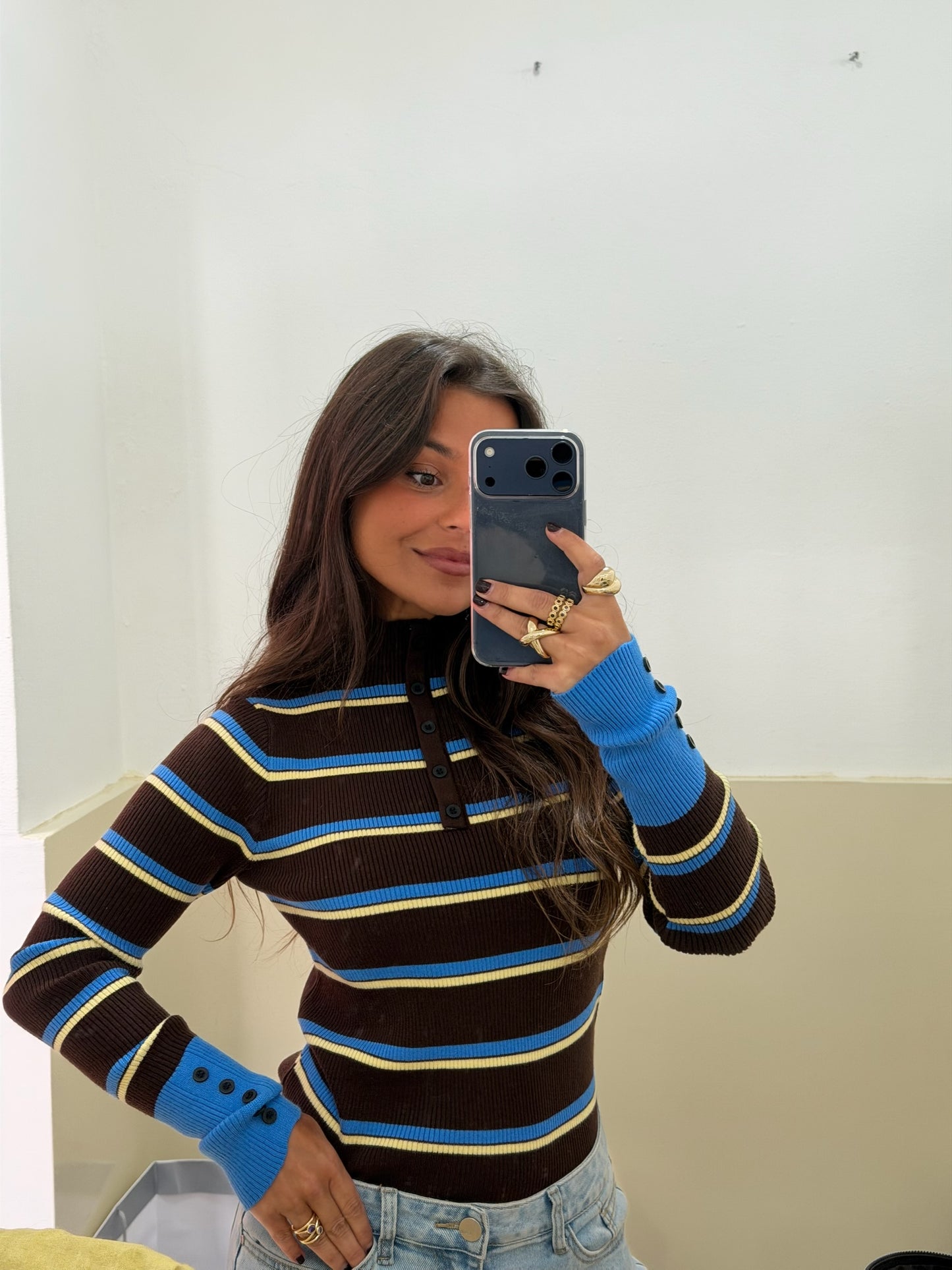 Valeria Sweater with Blue Details