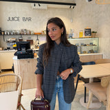 Asymmetrical Blazer in Grey Plaid