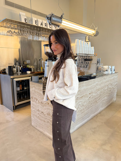 Knit Sweater with Scarf in Beige