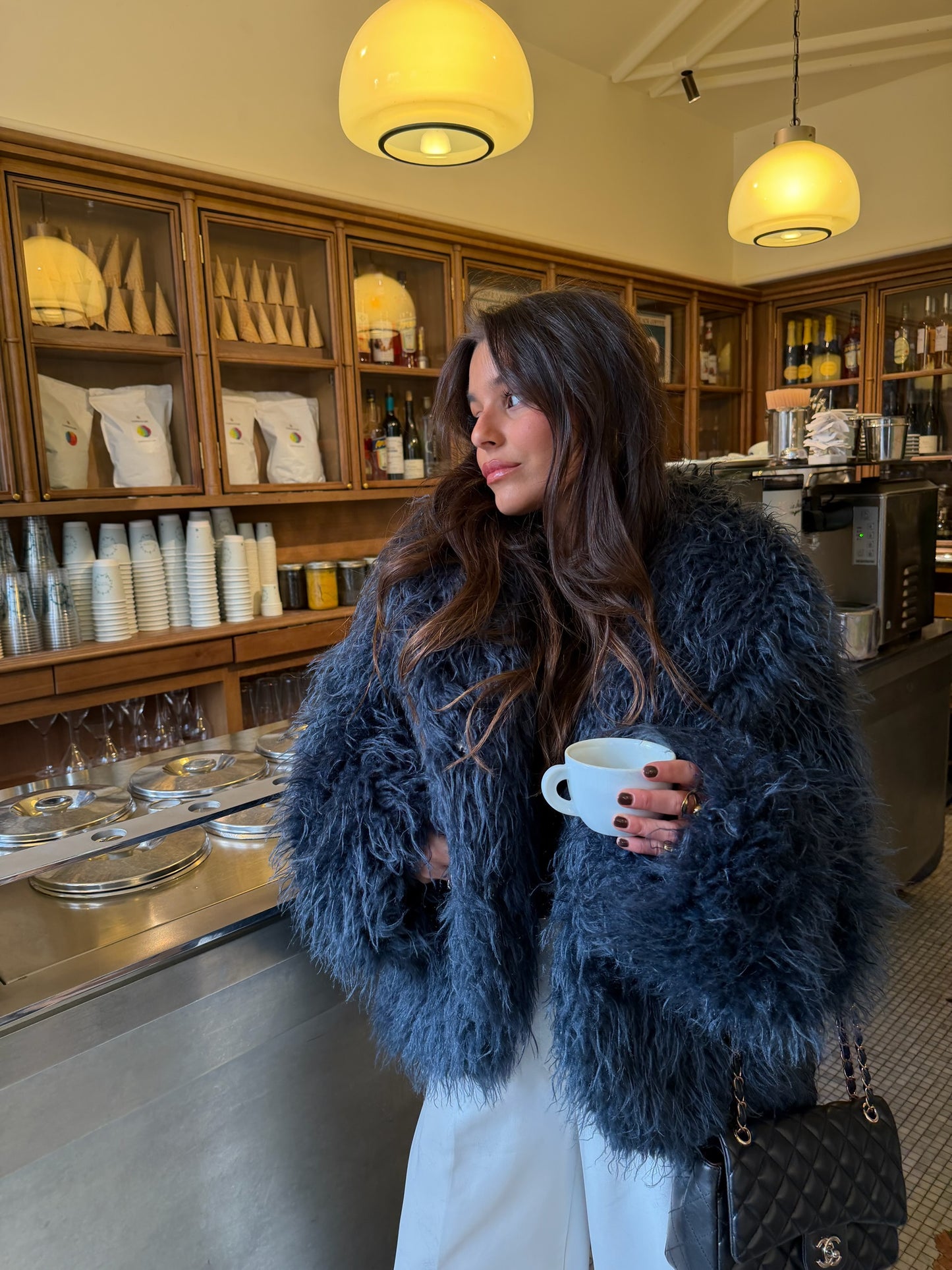 Curly Fur Jacket in Blue - Shipping 28/11