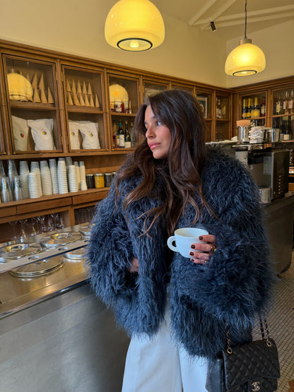 Curly Fur Jacket in Blue - Shipping 28/11