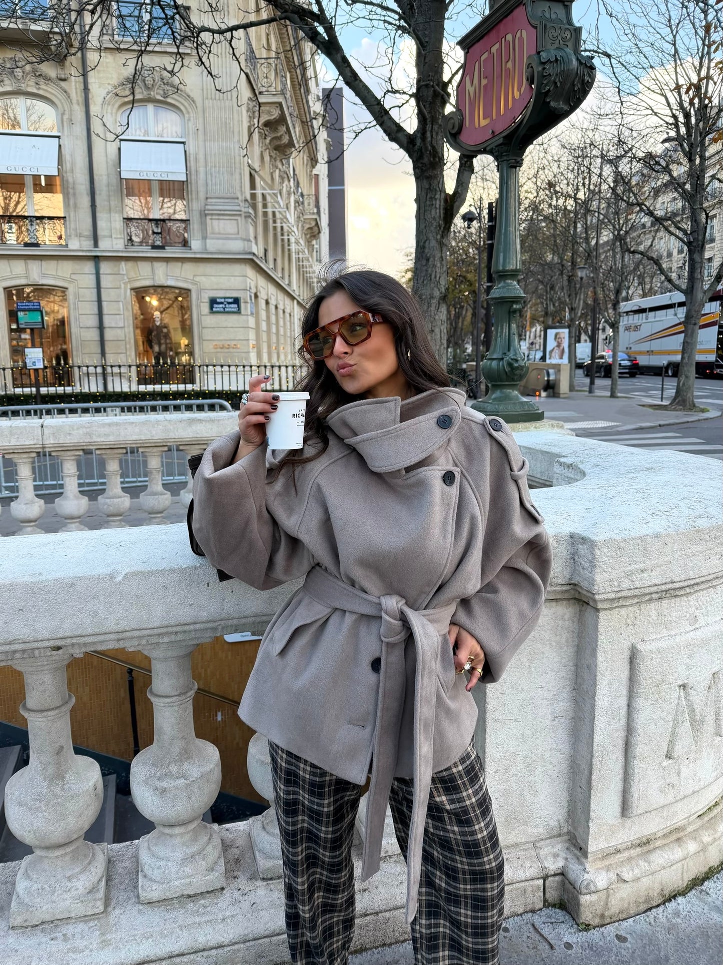 Florence Belted High-Neck Coat