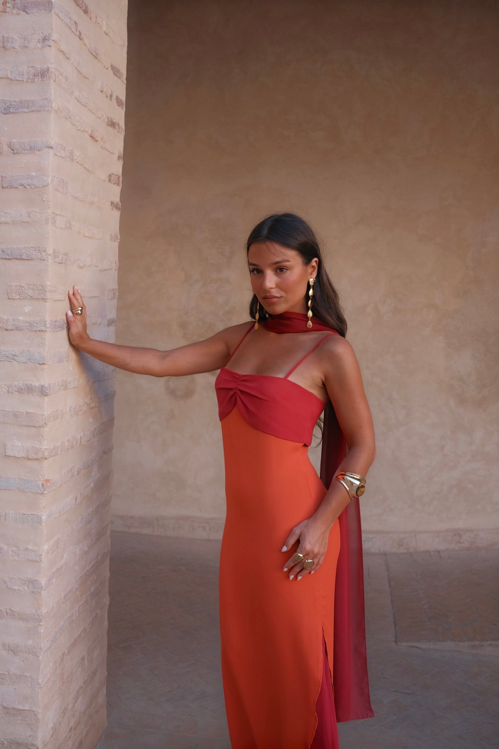 Zahara Dress in Orange and Red - Shipping/Envio 19/06 to 26/06 MART Collection Zahara Dress in Orange and Red - Shipping/Envio 19/06 to 26/06 MART Collection