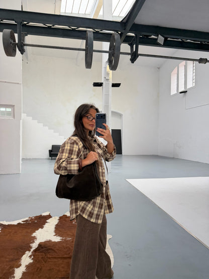 Brown and Beige Plaid Shirt