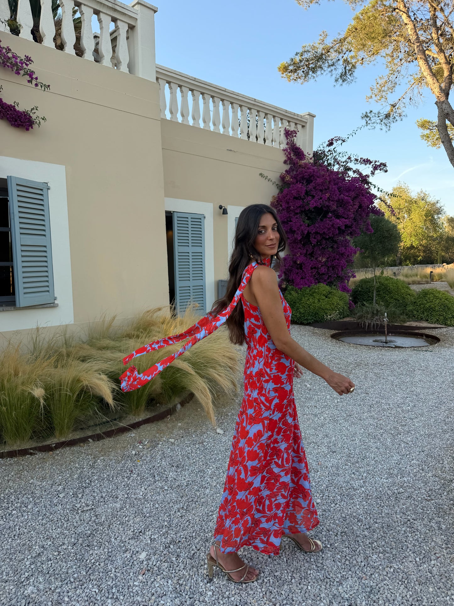 Siena Dress in Blue and Red
