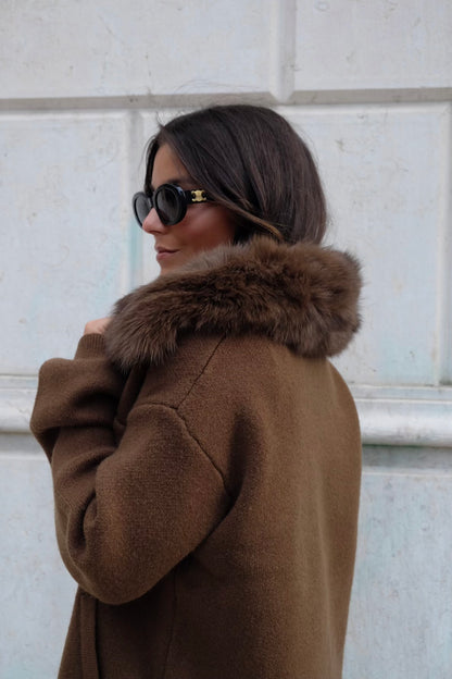 Reiss Frazer Denim Jacket Chocolate Brown Teddy Jacket New