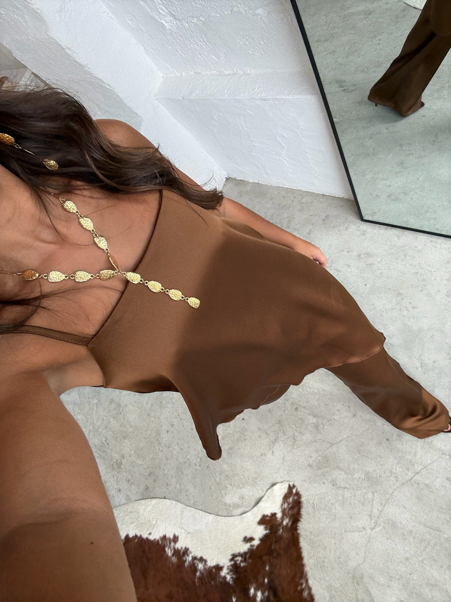 Mocha Brown Satin Set