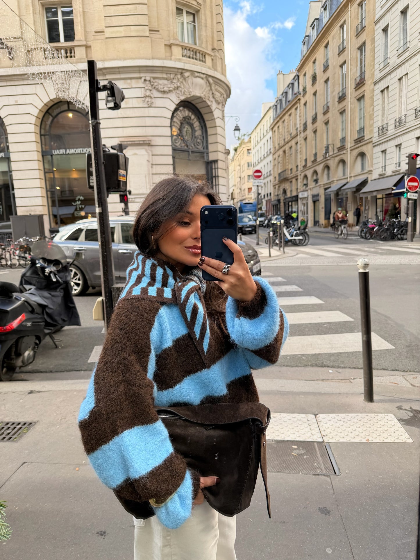 Ami Sweater in Blue and Brown - Shipping 08/12 to 12/12